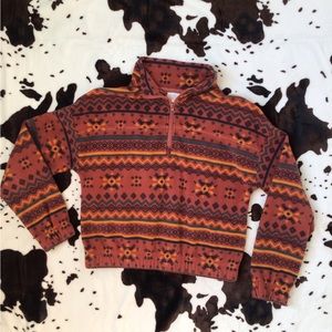 Western cropped quarter zip sweatshirt